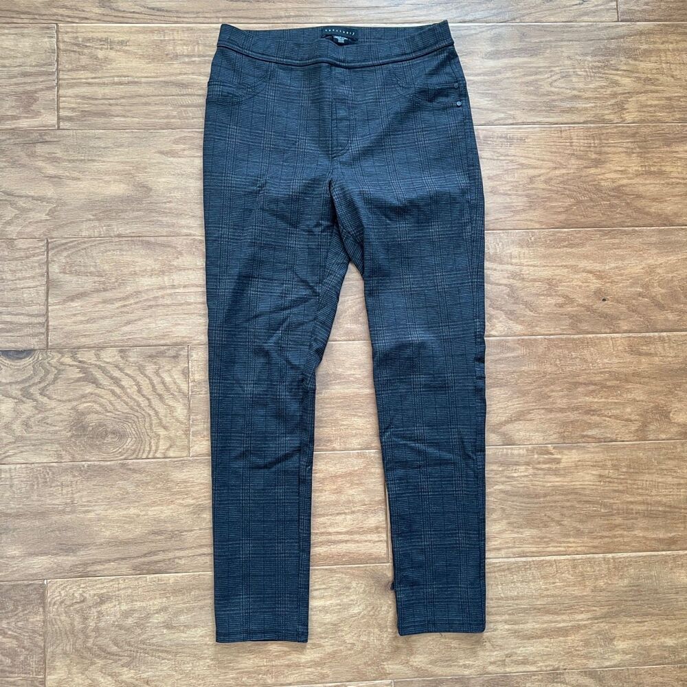 Sanctuary Plaid Skinny Pants Size M Dark Gray Pull On
